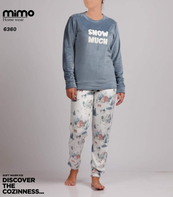 بيجامة شتوي قطيفة من ميمو 6360 snow much | Pyjamty