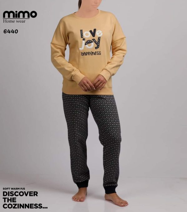 بيجامة ميلتون قطن شتوي من ميمو 6440 Love Joy | Pyjamty