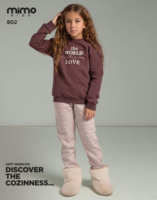 بيجامة أطفالي شتوي من ميمو 802 - 902 the WORLD needs more LOVE | Pyjamty