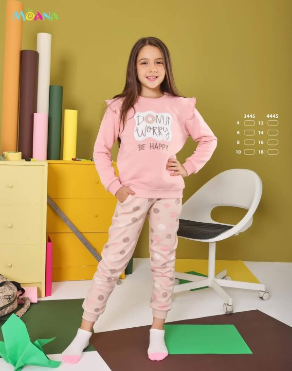 بيجامة أطفالي شتوي بلون وردي من موانا 4445 Be Happy | Pyjamty
