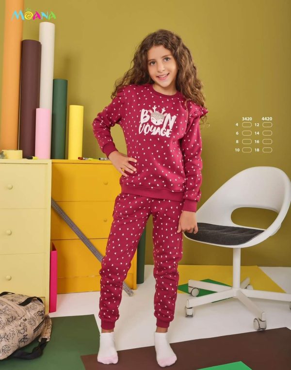 بيجامة أطفالي شتوي بلون أحمر من موانا 4420 | Pyjamty