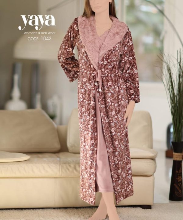 طقم روب شتوي بتصميم رقيق من يايا 1043 | Pyjamty