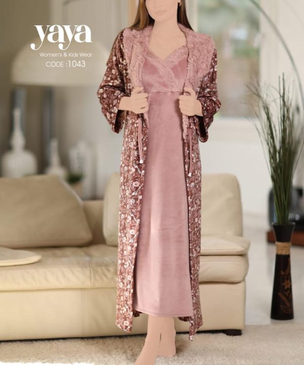 طقم روب شتوي بتصميم رقيق من يايا 1043 | Pyjamty