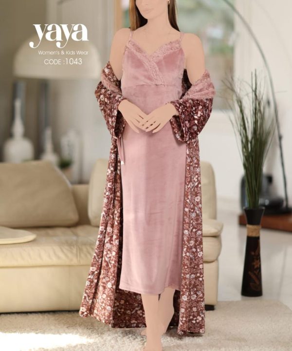 طقم روب شتوي بتصميم رقيق من يايا 1043 | Pyjamty