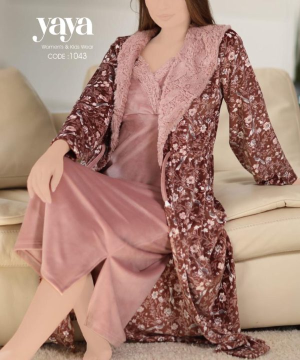 طقم روب شتوي بتصميم رقيق من يايا 1043 | Pyjamty
