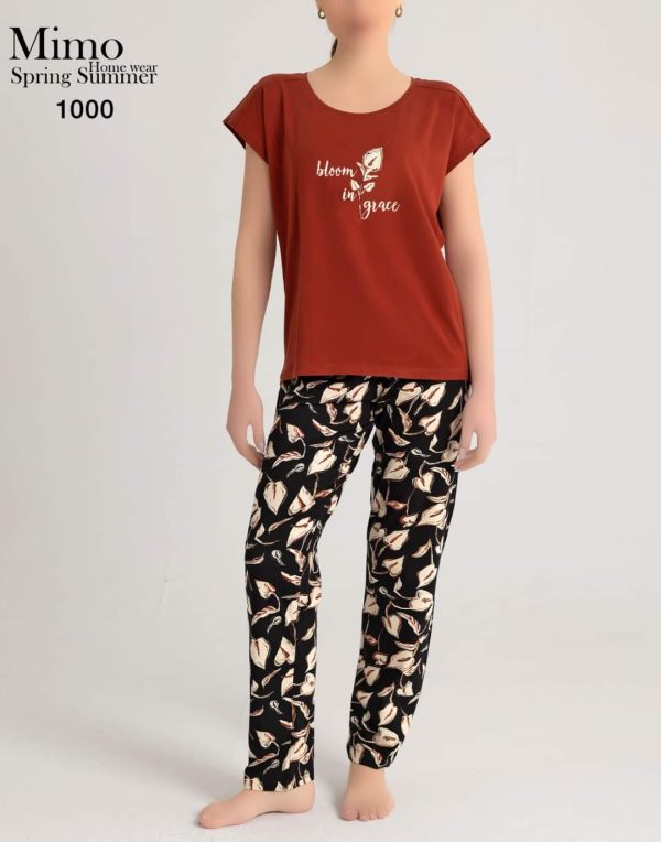 بيجامة قطن صيفي بـ تصميـم مميز من ميمو 1000 bloom in grace! | Pyjamty