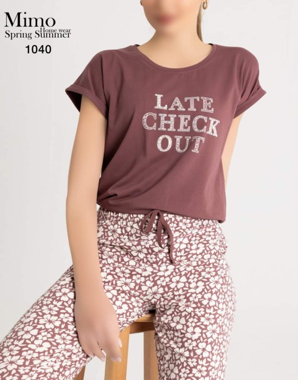 بيجامة قطن صيفي من ميمو 1040 LATE CHECK OUT | Pyjamty