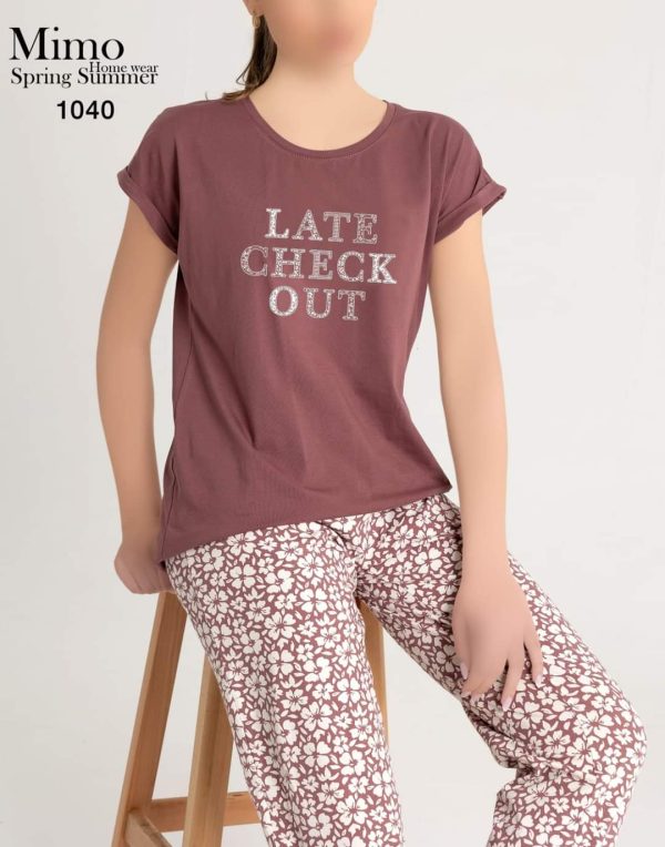 بيجامة قطن صيفي من ميمو 1040 LATE CHECK OUT | Pyjamty
