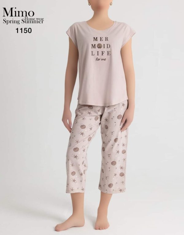 بيجامة بنتاكور بطبعة أصداف البحر رقيقة من ميمو 1150 | Pyjamty