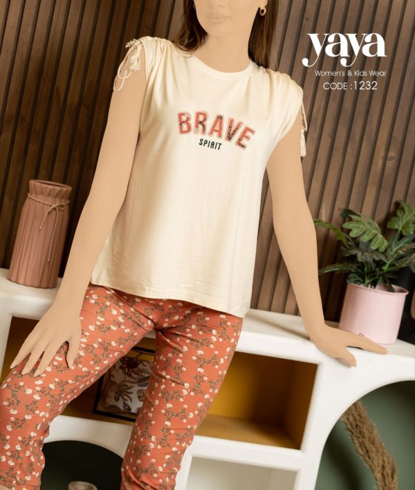 بيجامة صيفي بنتاكور بقصة كـم مميزة من يايا 1232 | Pyjamty