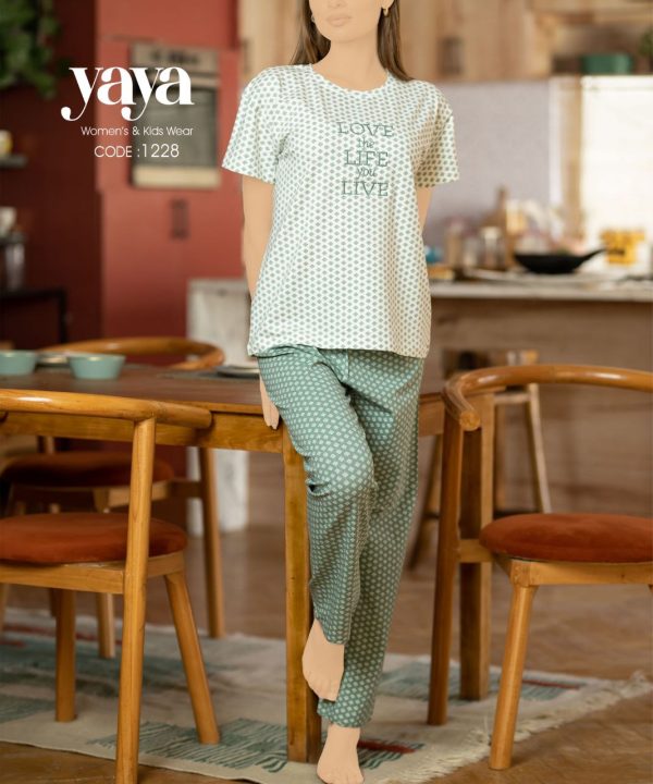 بيجامة قطن صيفي من يايا 1228 Love the life you Live | Pyjamty