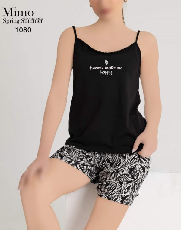 بيجامة قطن شورت من ميمو 1080 Flowers make me Happy | Pyjamty