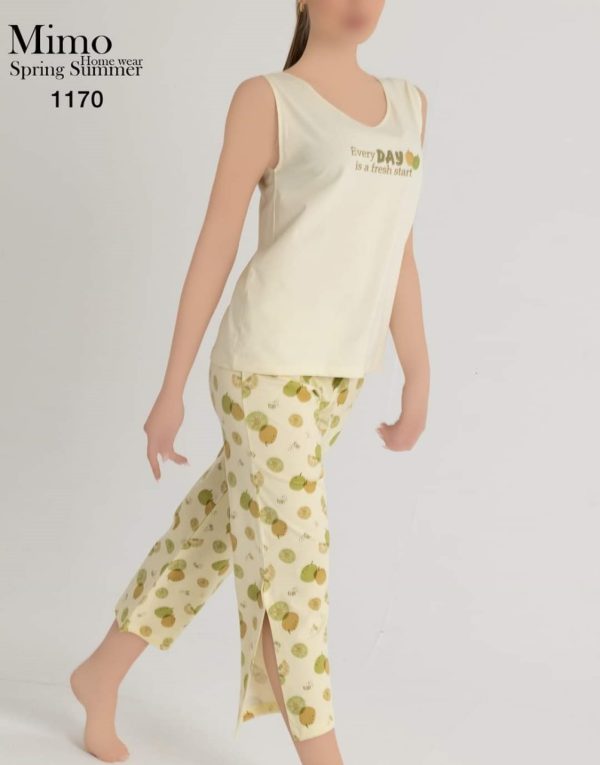 بيجامة قطن بنتاكور بـ طباعة KIWI من ميمو 1170 | Pyjamty