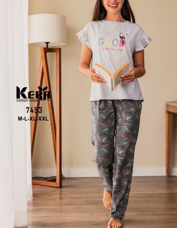 بيجاما حريمي قطن Good things are coming من كيرا 7493 | Pyjamty