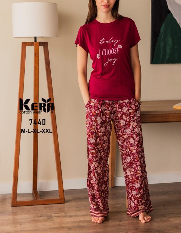 بيجاما حريمي فيسكوز Floral Lovers من كيرا 7440 | Pyjamty