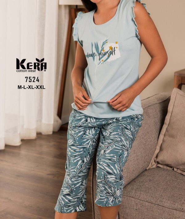 بيجاما حريمي قطن بنتاكور Love yourself من كيرا 7524 | Pyjamty