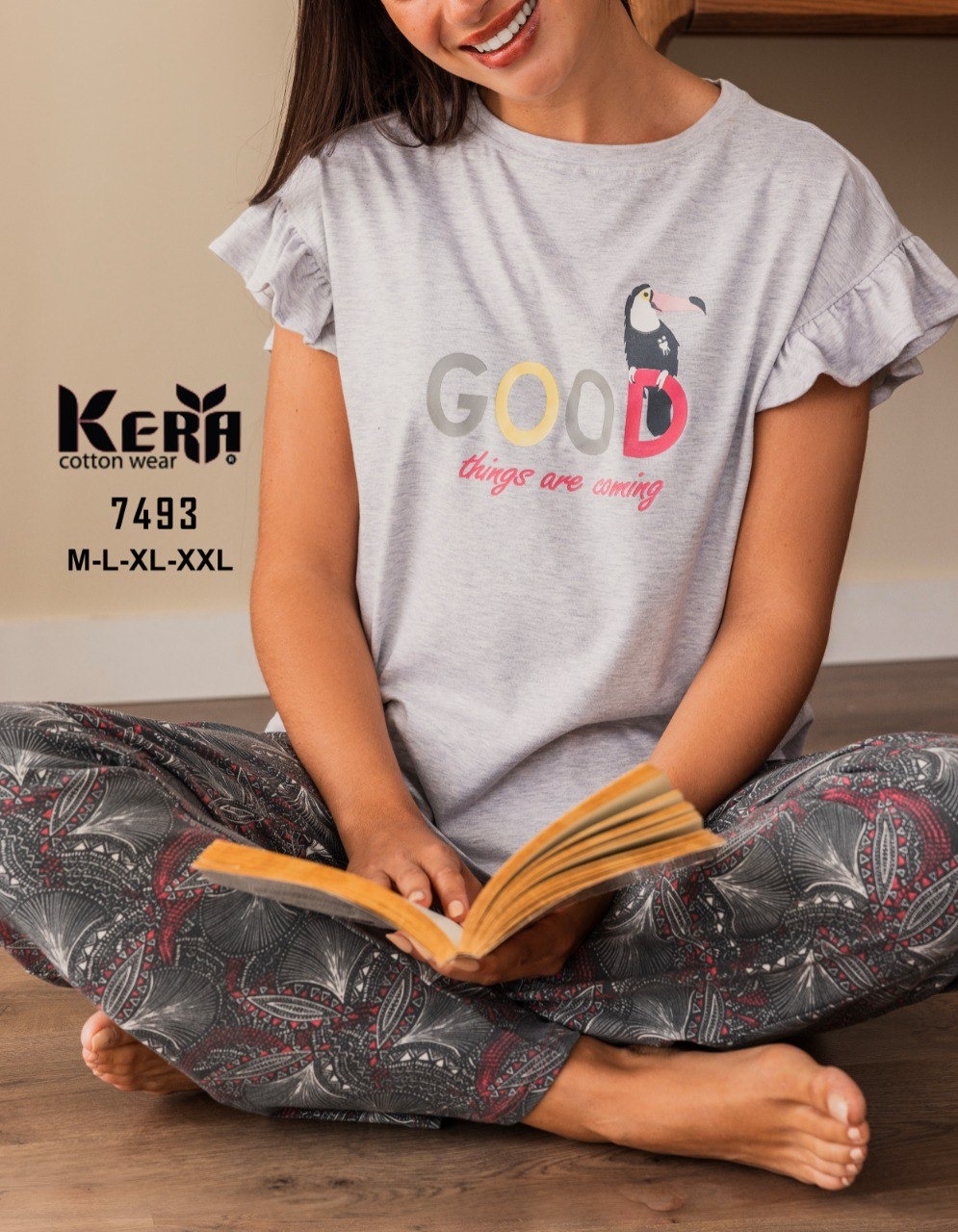 بيجاما حريمي قطن Good things are coming من كيرا 7493 | Pyjamty