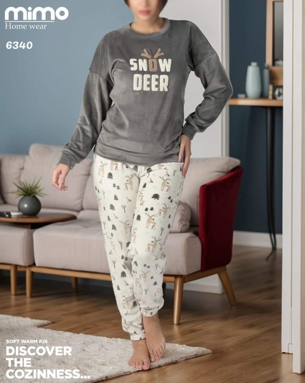 بيجامة شتوي قطيفة من ميمو 6340 Snow Deer | Pyjamty