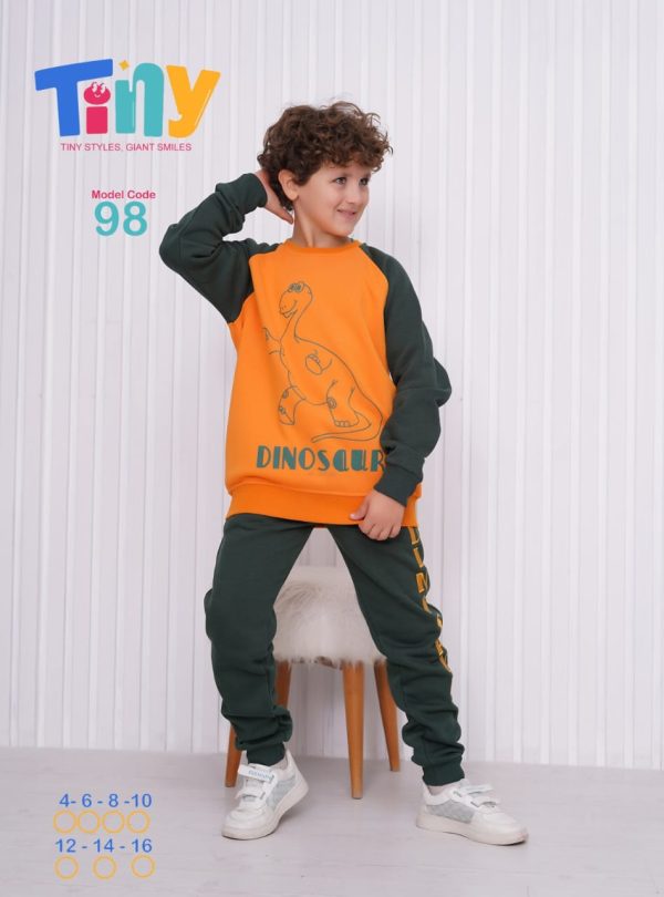 بيجامة ميلتون شتوي أولادي بطباعة Dinosaur من تيني 98 | Pyjamty