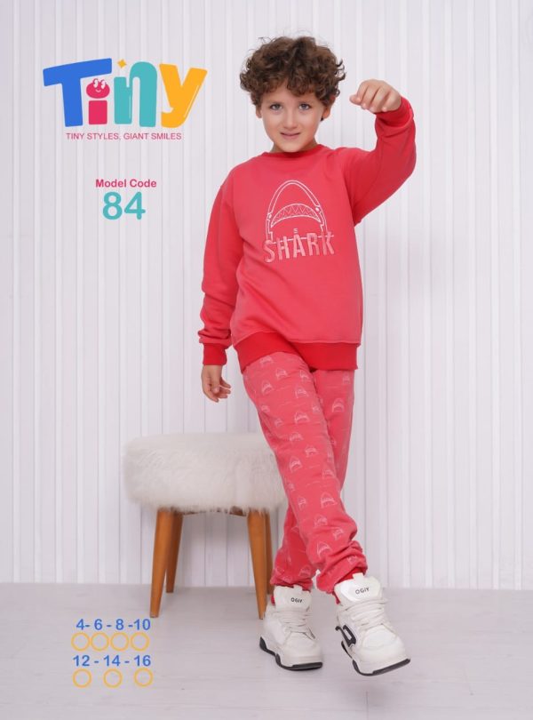 بيجامة ميلتون شتوي أولادي بطباعة Shark من تيني 84 | Pyjamty