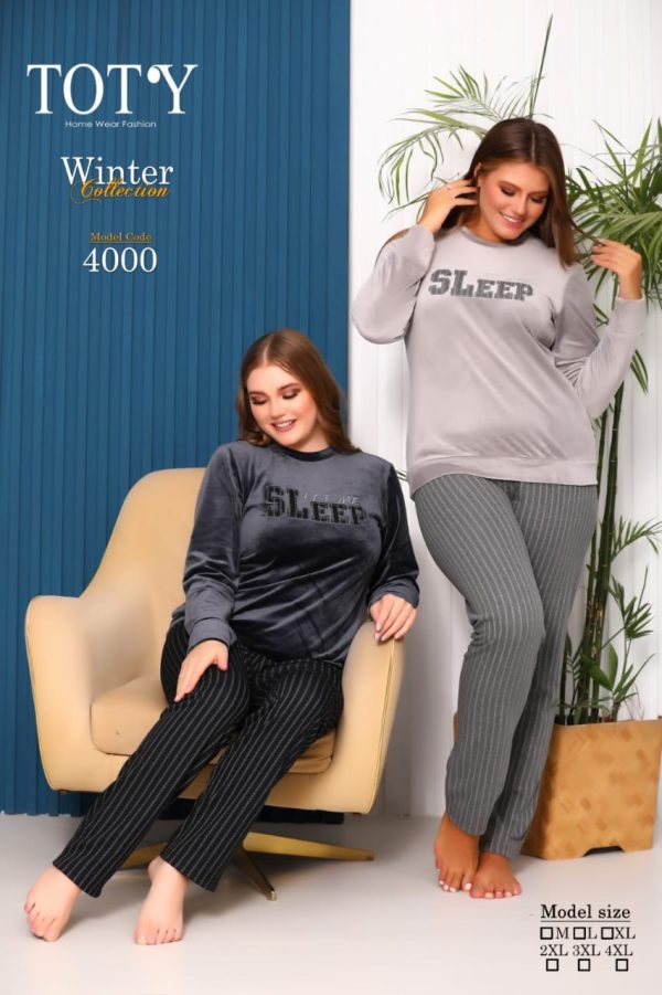 بيجامة قطيفة شتوي بـ تصميم مميز من Toty 4000 | Pyjamty