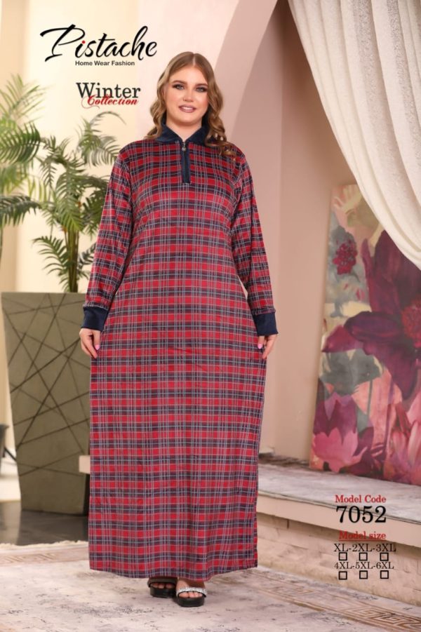 جلابية شتوي بتصميم كاروهات بلياقة من بيستاج 7052 | Pyjamty