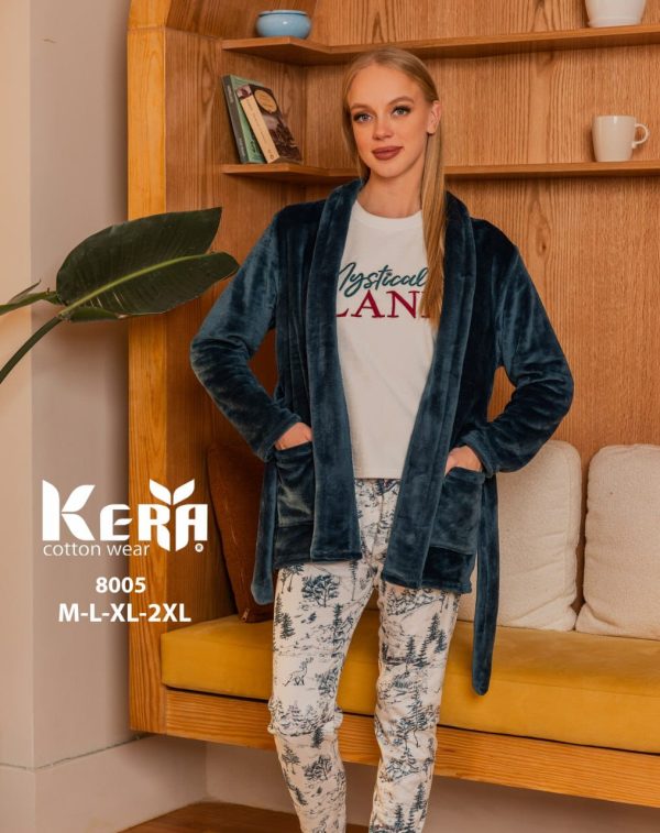 بيجامة شتوي 3 قطع بـ روب من كيرا 8005 | Pyjamty