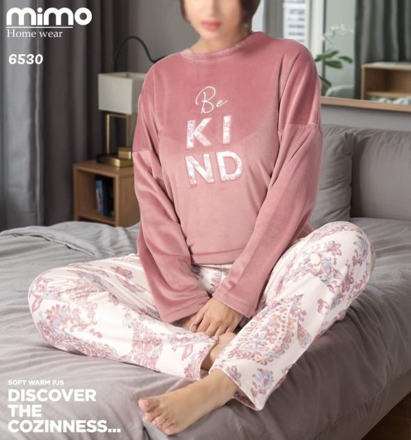 بيجامة شتوي بـ لون كشمير رقيق من ميمو 6530 | Pyjamty