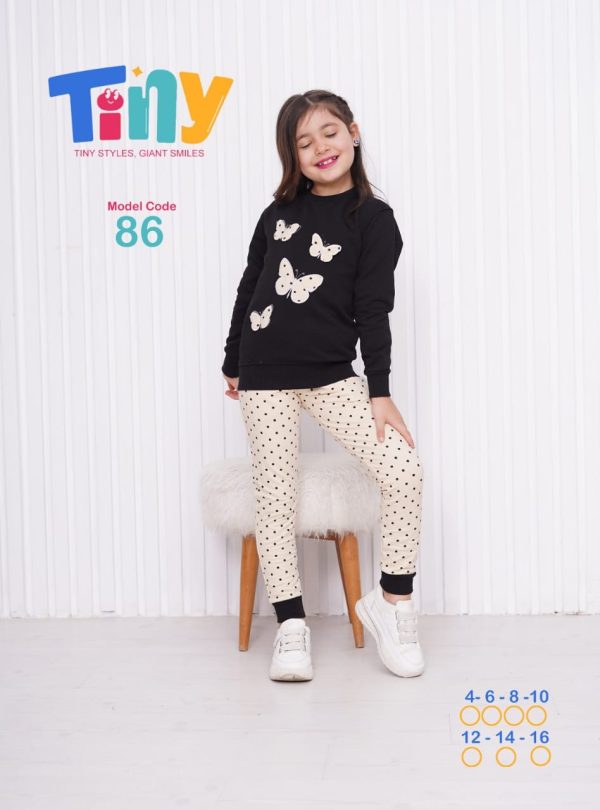 بيجامة ميلتون بناتي بطبعة فراشات رقيقة من Tiny 86 | Pyjamty