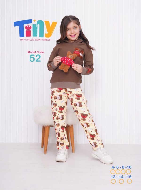 بيجامة ميلتون بناتي بطبعة Bear من tiny 52 | Pyjamty