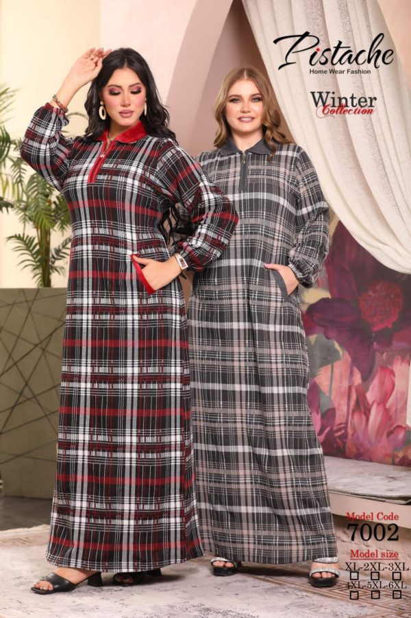 جلابية شتوي كاروهات بجيوب وألوان مميزة من بيستاج 7002 | Pyjamty