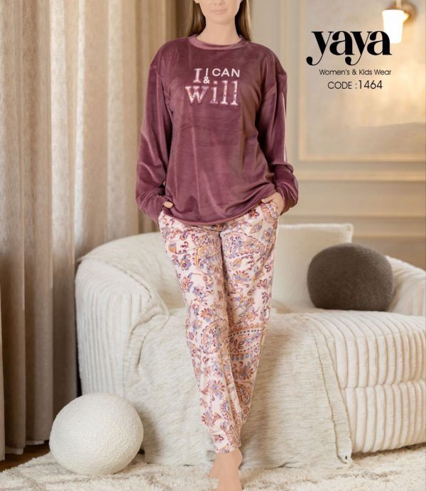 بيجامة شتوي بـ لون كاشمير رقيق من yaya 1464, I Can & I Will! | Pyjamty