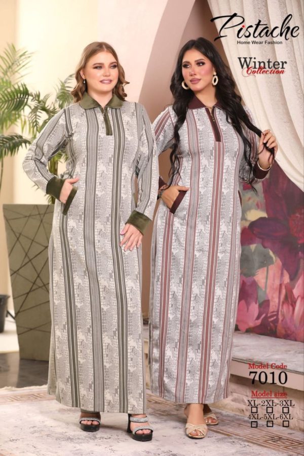 winter jalabiya with stripped pattern from pistache 7010
