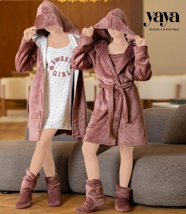 Winter robe set with foot wear from yaya 1443 | Pyjamty