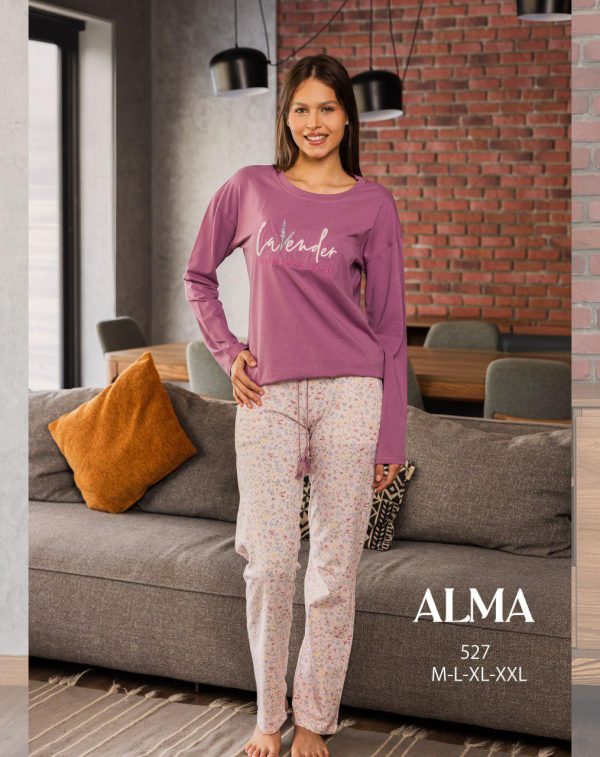 Long sleeve cotton pajama from ALMA 527 lavender organic aroma blends | Pyjamty