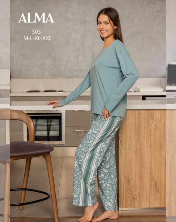 long sleeve cotton pajama from ALMA 505 FLOWER MEADOWS | Pyjamty