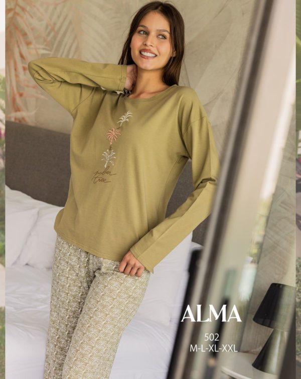 long sleeve cotton pajama from ALMA 502 Palm Tree | Pyjamty