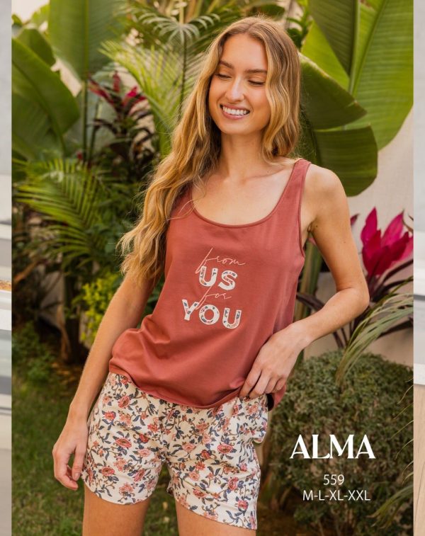 cotton short pajama with crop top from ALMA 559 from US to YOU! | Pyjamty