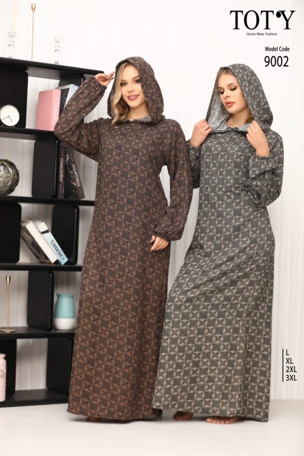 long sleeve cotton jalabiya with hoodie from Toty 9002 | Pyjamty