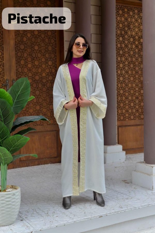 White Ramadan kaftan with Arabisk Design from Pistache | Pyjamty