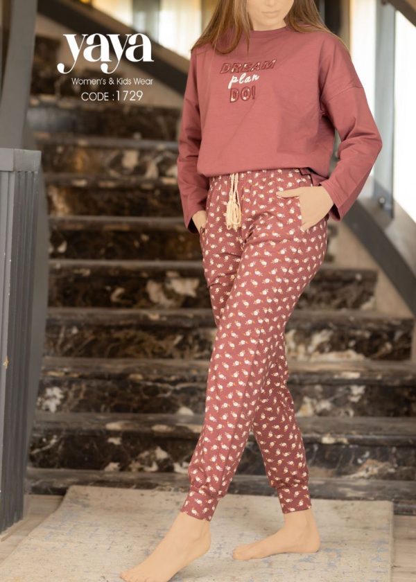 long-sleeve cotton pajama with printed pants from yaya 1729 Dream plan Do! | Pyjamty