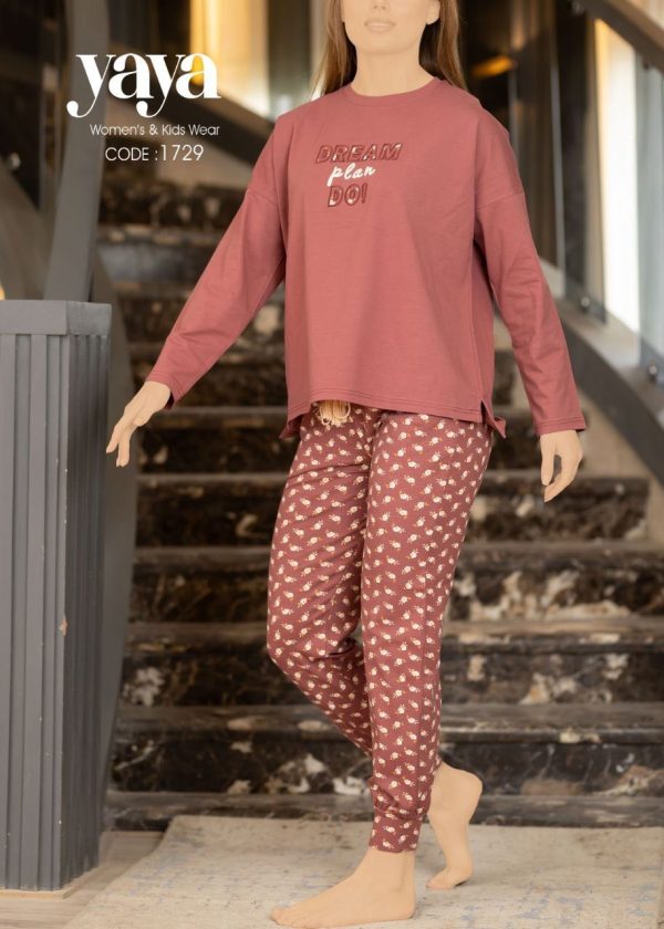 long-sleeve cotton pajama with printed pants from yaya 1729 Dream plan Do! | Pyjamty