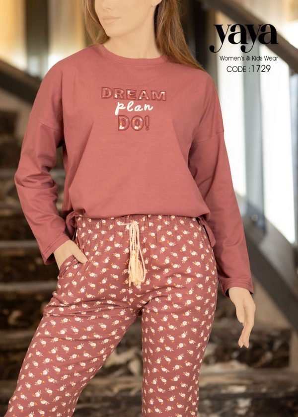 long-sleeve cotton pajama with printed pants from yaya 1729 Dream plan Do! | Pyjamty