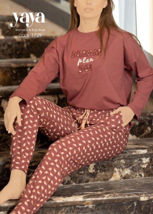 long-sleeve cotton pajama with printed pants from yaya 1729 Dream plan Do! | Pyjamty