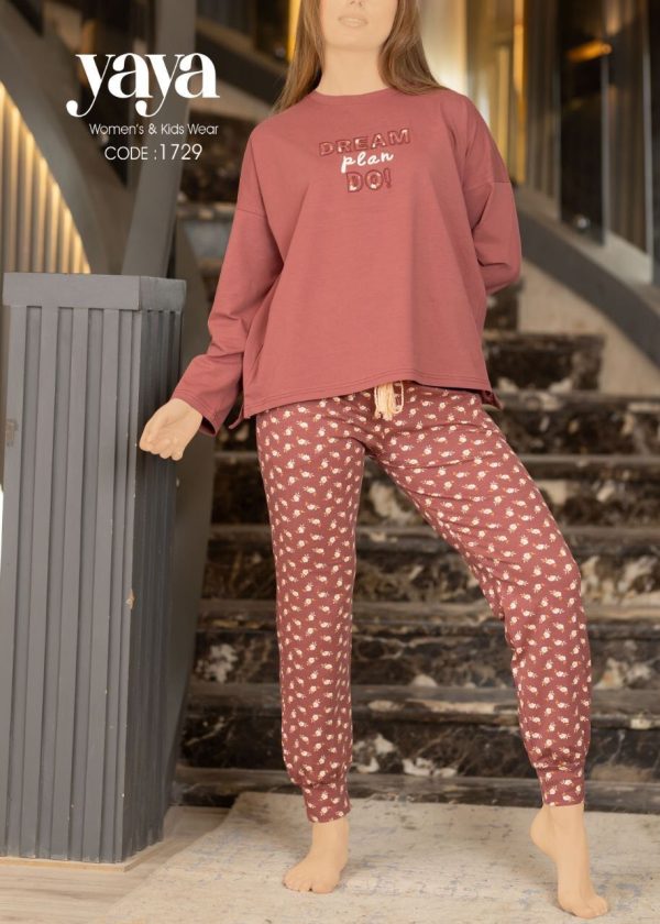 long-sleeve cotton pajama with printed pants from yaya 1729 Dream plan Do! | Pyjamty
