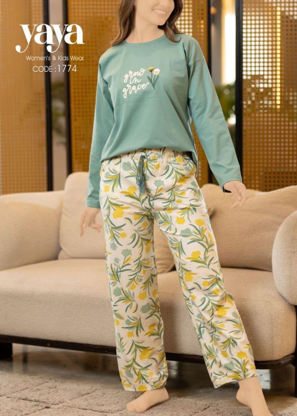 long sleeve cotton pajama with floral print from yaya 1774 grow in grace! | Pyjamty