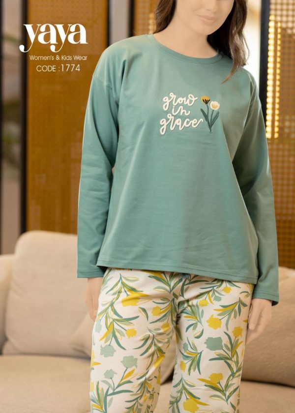 long sleeve cotton pajama with floral print from yaya 1774 grow in grace! | Pyjamty