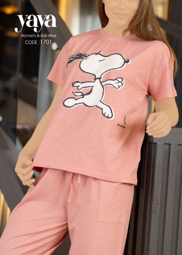 half-sleeve cotton pajama with pockets from yaya 1701 Snoopy ready to play! | Pyjamty - Image 3