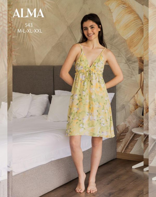 Strappy short dress Featured with floral print from ALMA 543 | Pyjamty