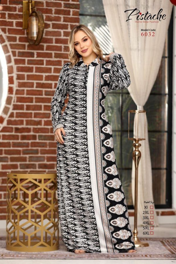 Long sleeves home jalabeya featured with a Paisley print from pistache 6032 | Pyjamty